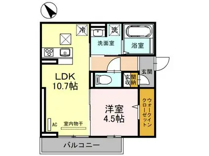 TKK万代(1LDK/1階)の間取り写真