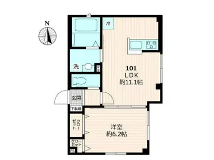 プラカーサ(1LDK/1階)の間取り写真