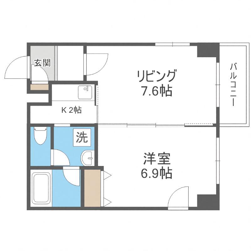 コンフォリア北三条(1LDK/6階)の間取り写真