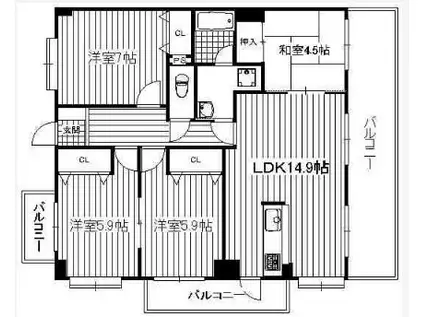 いずみの杜(4LDK/3階)の間取り写真