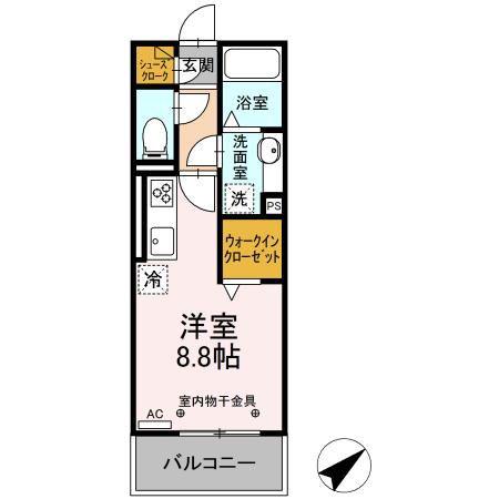 GRAND D-ROOM呼続(ワンルーム/3階)の間取り写真