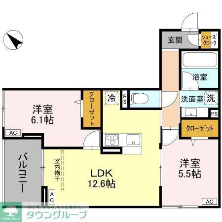 NOBLE VILLA浦和美園(2LDK/3階)の間取り写真
