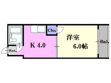 アミティ白島(1K/4階)の間取り写真