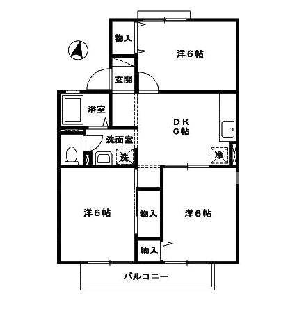 コーラルB(3DK/2階)の間取り写真