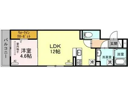 プレガーレ中須佐(1LDK/1階)の間取り写真