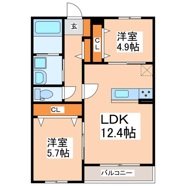 ハイムセラウエスト(2LDK/1階)の間取り写真