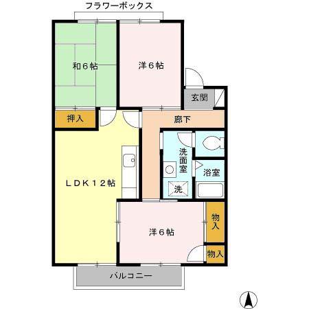 リバーシャトルA棟(3LDK/2階)の間取り写真