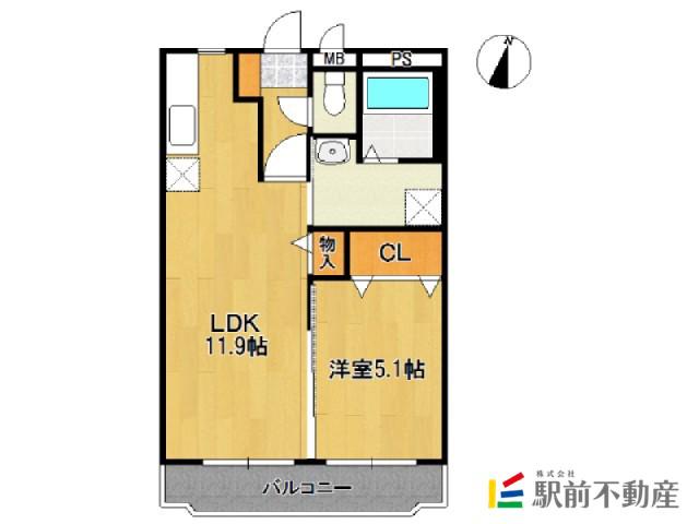 PROFIT村田(1LDK/2階)の間取り写真