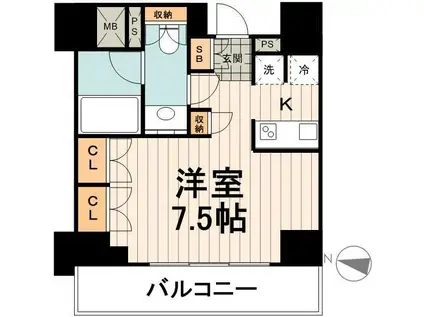 パークアクシス本郷の杜(ワンルーム/7階)の間取り写真