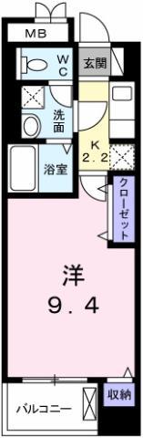 グランコート国府(1K/1階)の間取り写真