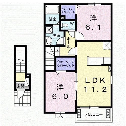 フルームC(2LDK/2階)の間取り写真
