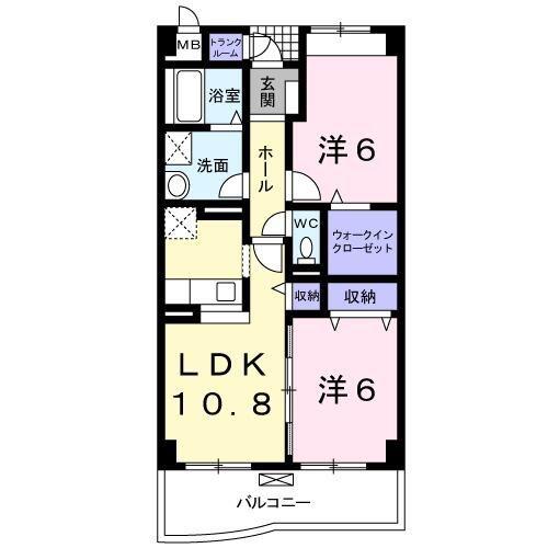 レジデンスアクア(2LDK/4階)の間取り写真