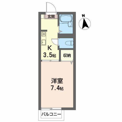 グリーンハイツ2F(1K/2階)の間取り写真