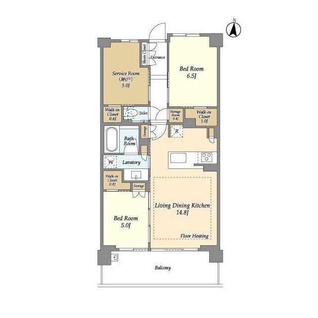 ドゥーエ町屋(2SLDK/3階)の間取り写真