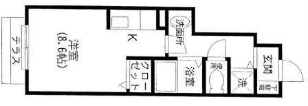 サニーヒルズ淡海(1K/2階)の間取り写真