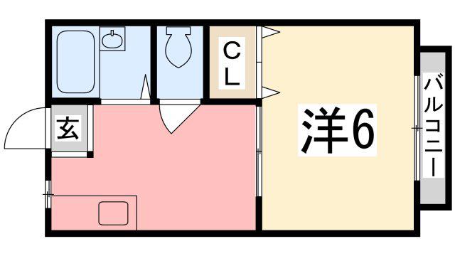 ノースユメサキ(1K/2階)の間取り写真