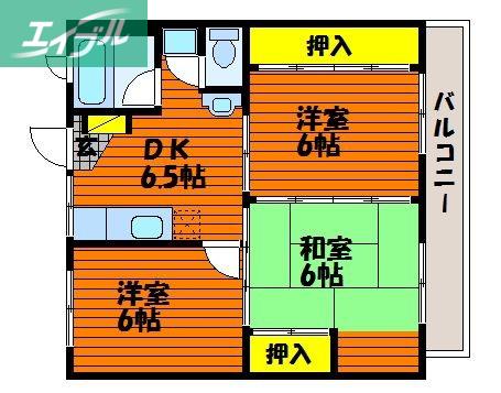 プリンスマンション(3DK/3階)の間取り写真