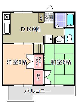 リバーイースト(2DK/2階)の間取り写真