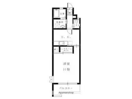 ビル HUEM(1K/2階)の間取り写真