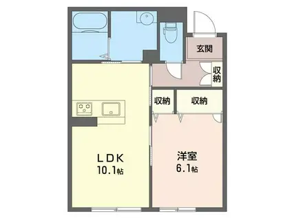 ルーシーエメラルド(1LDK/2階)の間取り写真