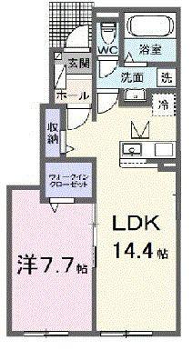 カファーラ・N(1LDK/1階)の間取り写真