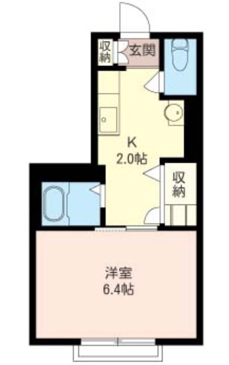 アゼリアB棟(1K/2階)の間取り写真
