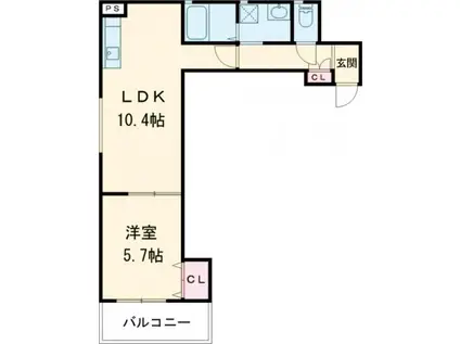 クリエオーレ元町(1LDK/3階)の間取り写真