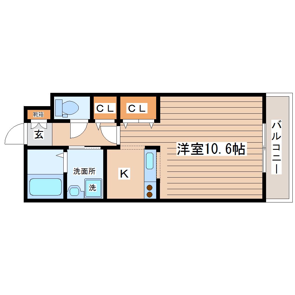 カーサプリメーラ(1K/1階)の間取り写真