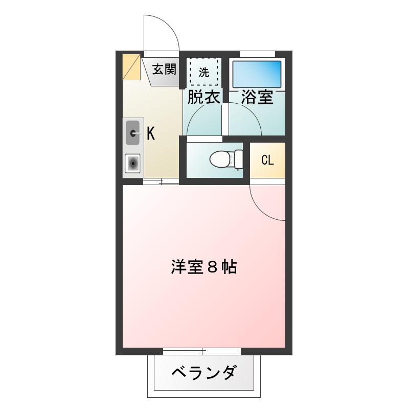 コーポバーモンド(1K/1階)の間取り写真