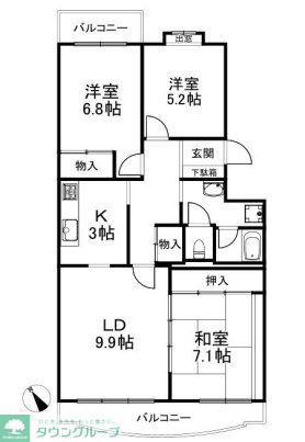 サンライトパストラル参番街 A棟(3LDK/4階)の間取り写真