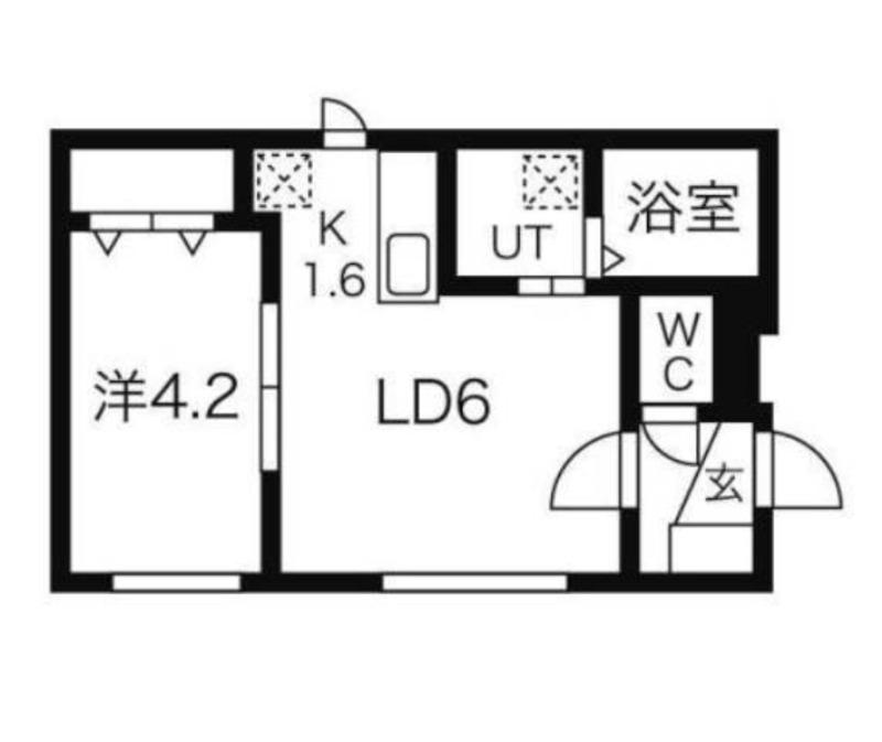 キューブ二十四軒4-4(1DK/2階)の間取り写真
