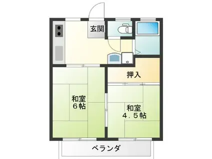 アーバンライフII(2K/2階)の間取り写真