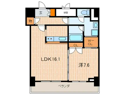 BELLE FACE AMAGASAKI(1LDK/9階)の間取り写真