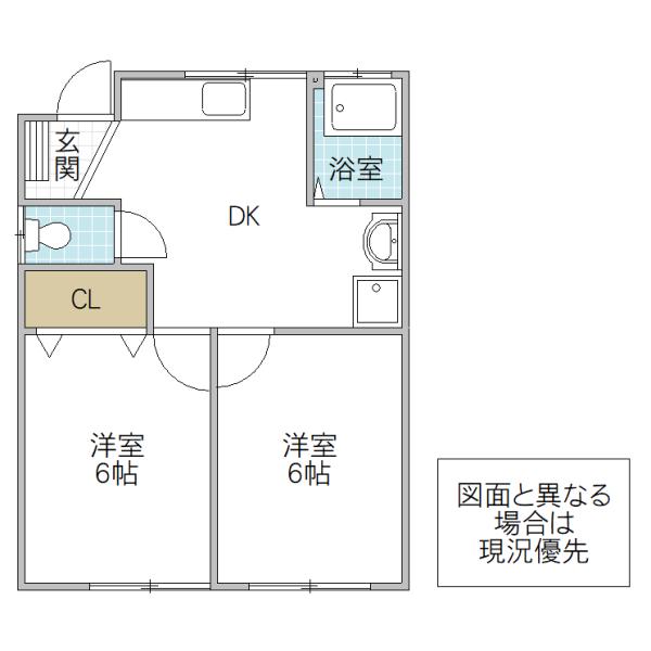シルフィード(2DK/1階)の間取り写真