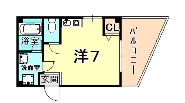 パイン神戸元町(ワンルーム/1階)の間取り写真