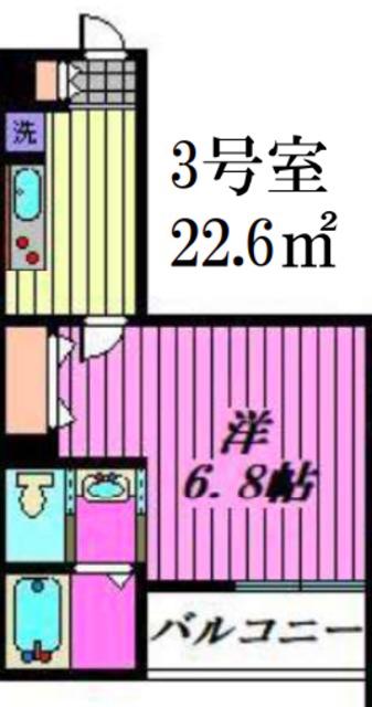 MARK DUO草加瀬崎(1K/2階)の間取り写真
