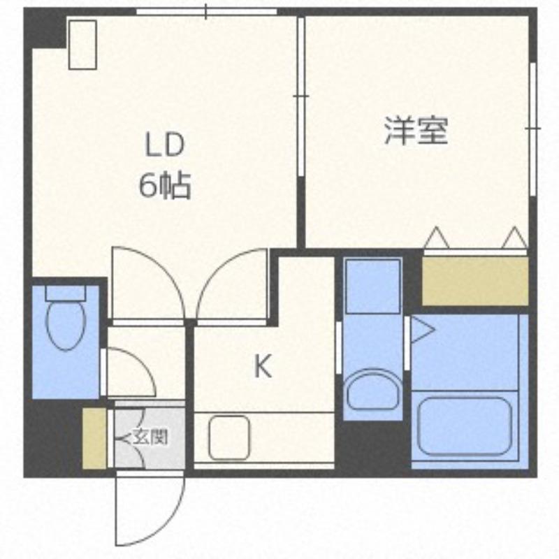 ルラシオン北大前(1LDK/6階)の間取り写真