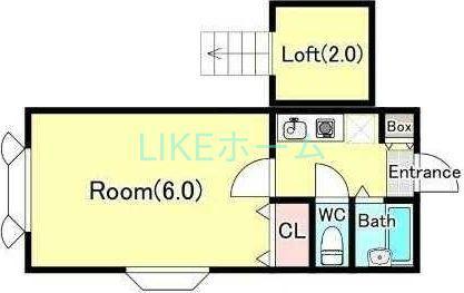 シャルム市川(1K/2階)の間取り写真