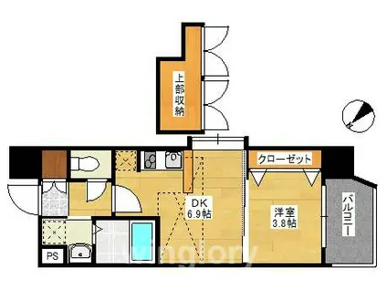 NO.66 GUARANTEE 21 博多(1DK/7階)の間取り写真