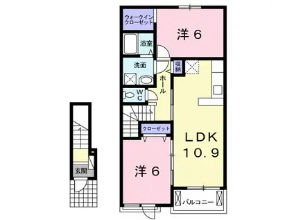 ヴェール I(2LDK/2階)の間取り写真