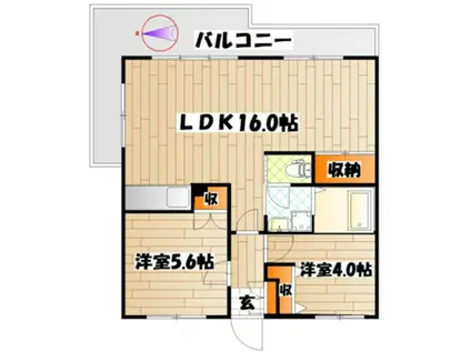 ドエル・エクセレントミナーレ(2LDK/1階)の間取り写真