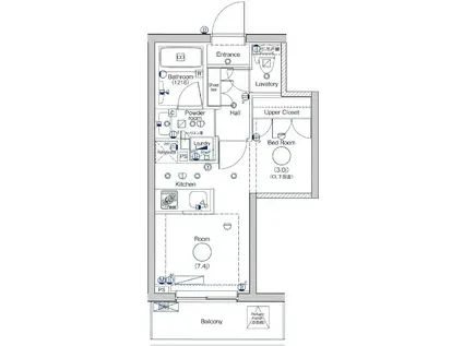DIPS墨田RIVERSIDE(1DK/3階)の間取り写真