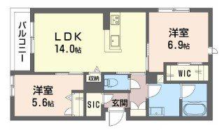 シャーメゾン渋川III(2LDK/2階)の間取り写真