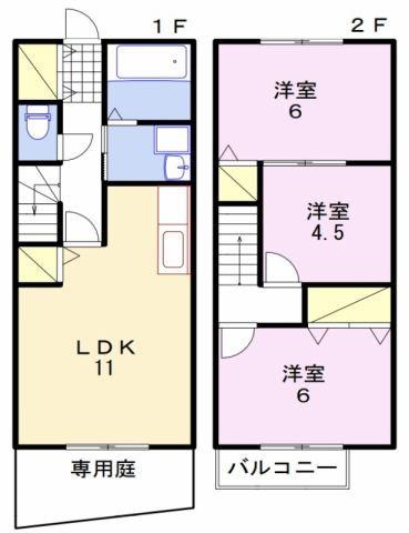 ベルヴィルカノウ(3LDK/1階)の間取り写真