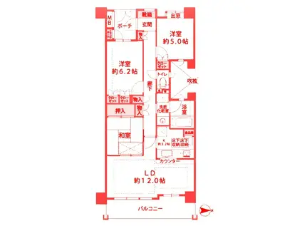 ウェリス長津田ソレイユヒルズ(3LDK/2階)の間取り写真