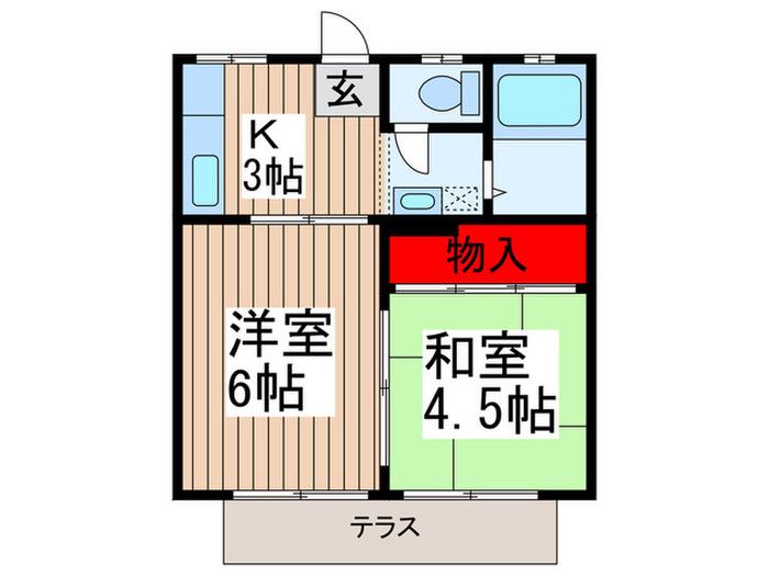 彩ハイツ(2K/1階)の間取り写真