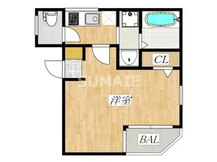 FLAP王子(1K/1階)の間取り写真