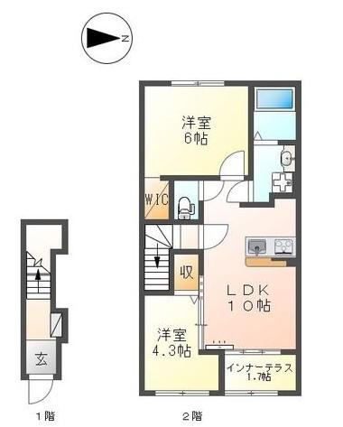 SERENATA SASAYAMA(2LDK/2階)の間取り写真