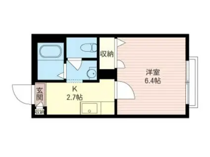 メルベーユII(1K/1階)の間取り写真