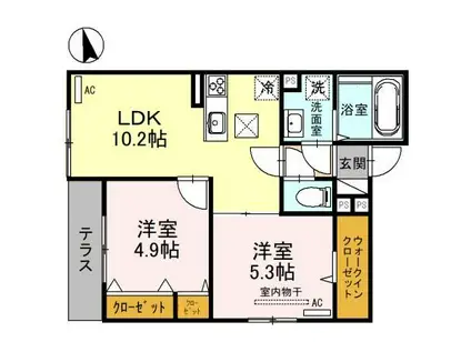 グランディール・ロジェ(2LDK/1階)の間取り写真